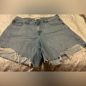 Abercrombie & Fitch Light Blue Distressed Denim Cutoff Shorts